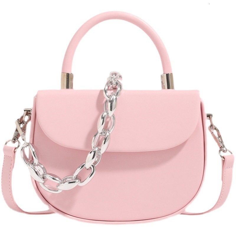designer 2025 Summer New Women's Pink Sweet Handbag Niche Saddle Bag Fashion Versatile Shoulder Crossbody Bag
