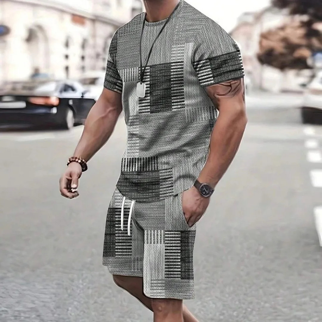 2025 Fashion Mens sports shorts Short sleeve Tshirt style casual set Retro cool breathable and two piece 250529Z