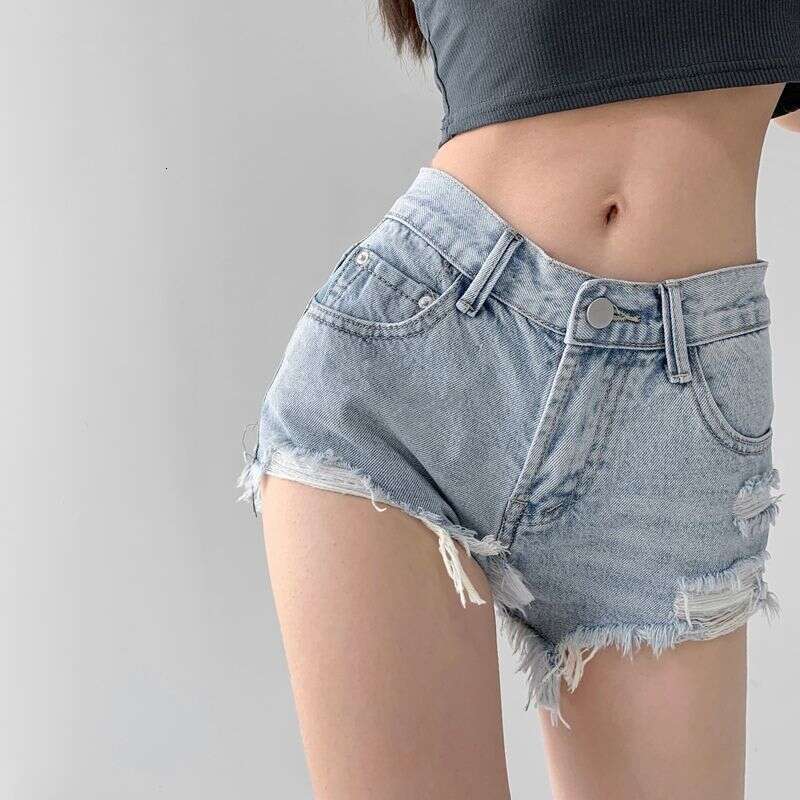 Denim Shorts Jeans Shorts Spring Summer Irregular Ripped Denim Shorts For Women Thin High Waist Slimming A Line Frayed Wide Leg Hot Pants Ripped Short