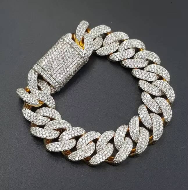 Miami Bracelet Soild 14k Gold Heavy Hip Hop Jewelry 18mm Silica Bar Cuban Chain
