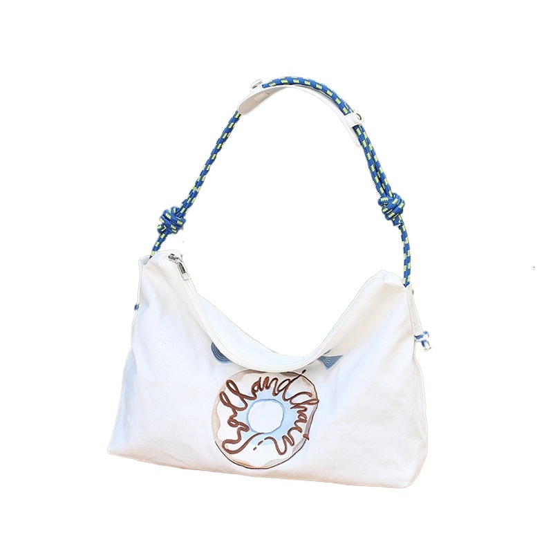 designer Japanese Style Niche Versatile Large Capacity Canvas Bag for Women Spring Summer Embroidered Tote Bag for Students Class Commuting Bag for Wo