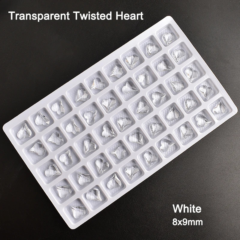 8x9mm Pointed Bottom Transparent Crooked Peach Heart Nail Art Rhinestone K9 Glass Mixed Color Manicure DIY Decoration 50PCS 250528