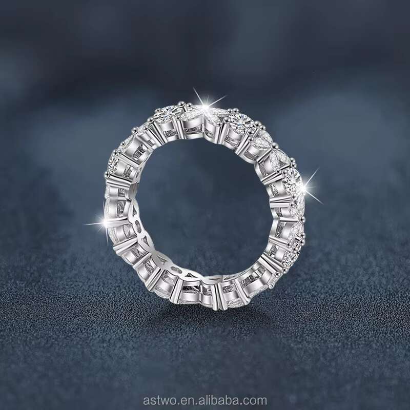 Moissanite Stones Eternity Ring Jewelry 18K Gold Plated S925 Sterling Silver Hiphop Style Rings Moissanite Diamond Ring