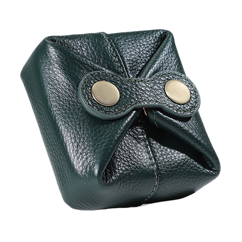 designer Cross-Border Genuine Leather Coin Purse for Women, Mini Square Bag with Four-Button Closure, Coin, Lipstick, Earphone, Data Cable, Anti-Lost 