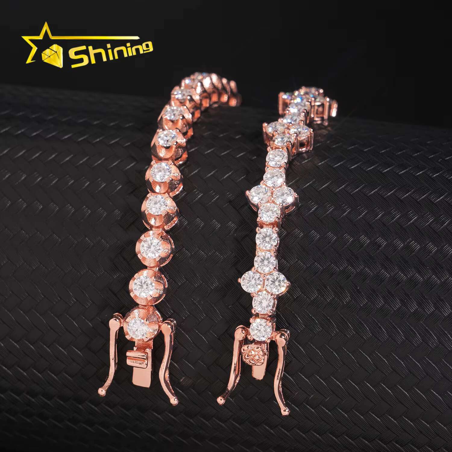 Hip Hop 925 Sterling Silver 3mm 4mm Cross Moissanite Tennis Bracelet Custom Iced Out VVS Moissanite Bracelet for Men Women