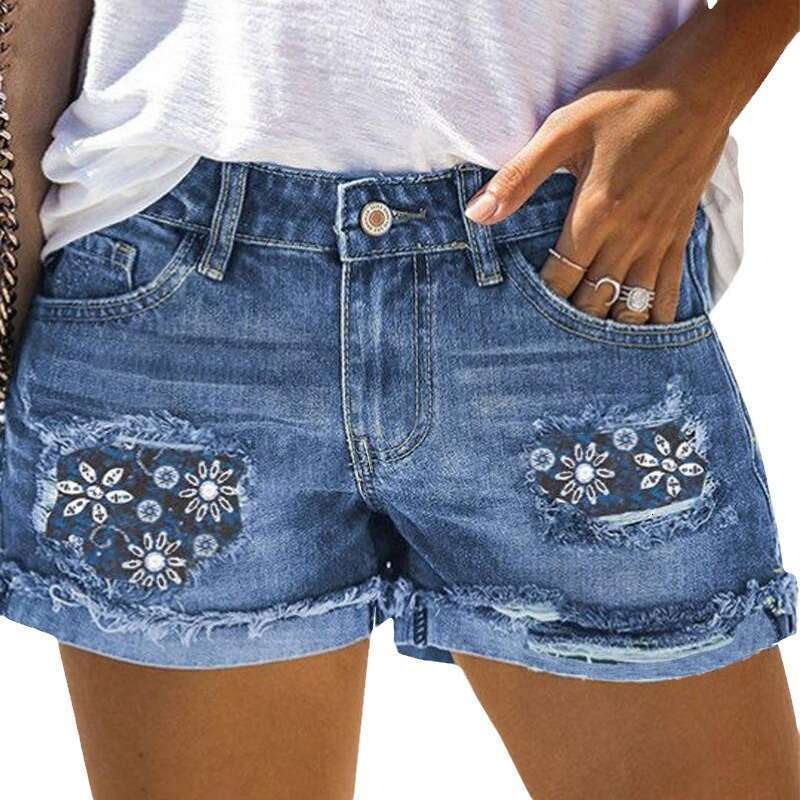 Denim Shorts Jeans Shorts Summer New Ripped Denim Shorts For Women With Unique Street Style Print And Patchwork Ripped Short Jeans