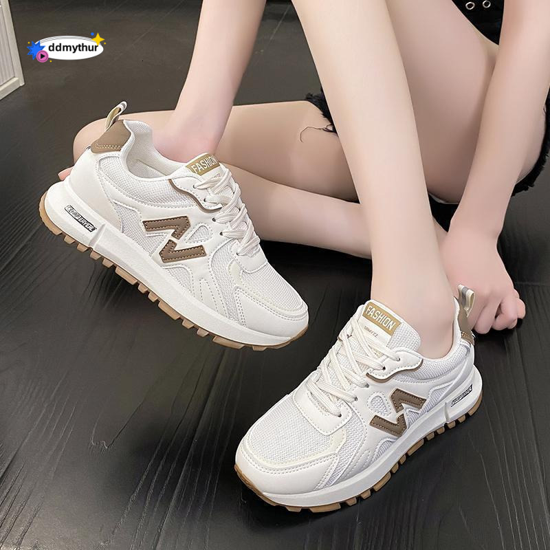 Versatile Thick-Soled White Sneakers New Summer Sports Lightweight Casual Breathable Women's Dad Shoes ddmythur
