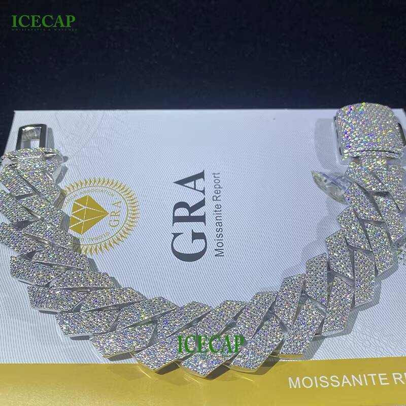 20mm VVS Moissanite Gold Sier Plated Men Hip Hop Style Iced Out Cuban Chain Bracelet