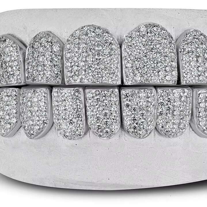 Custom Grillz Luxury 925 Silver Teeth Grillz Iced Out 14k 18K White Gold Hip Hop VVS Moissanite Diamond Grillz Teeth for Men