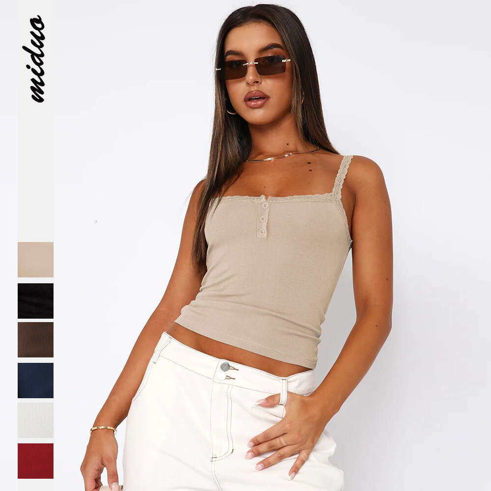 2025 Y2K Vest Solid Color Strap Sexy Slim Button Top Crop Fashion Versatile