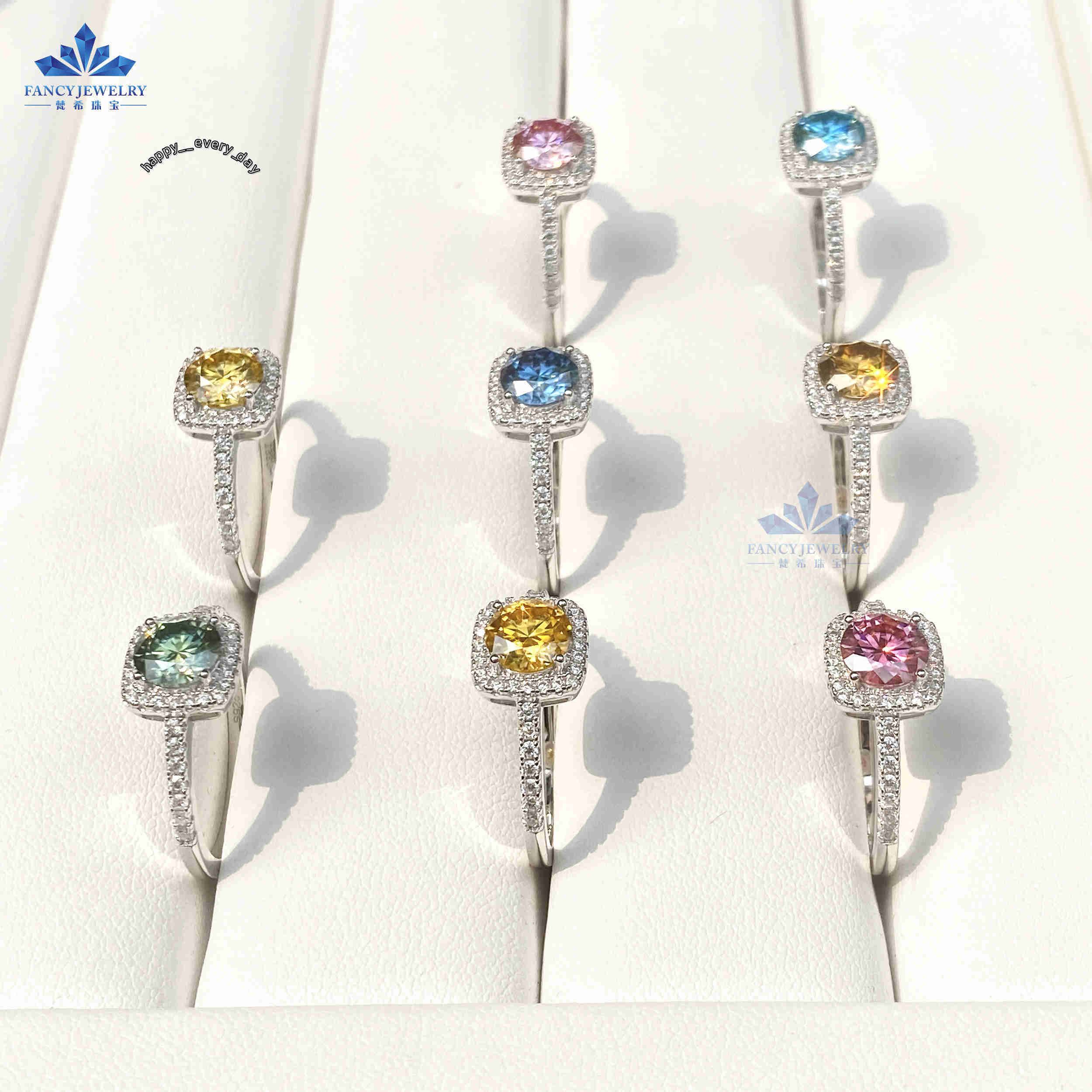Iced Out Diamond Wedding Ring 1CT 6.5mm Pass Diamond Tester Blue Red Yellow Green Black K Gold Plated Moissanite halo Ring