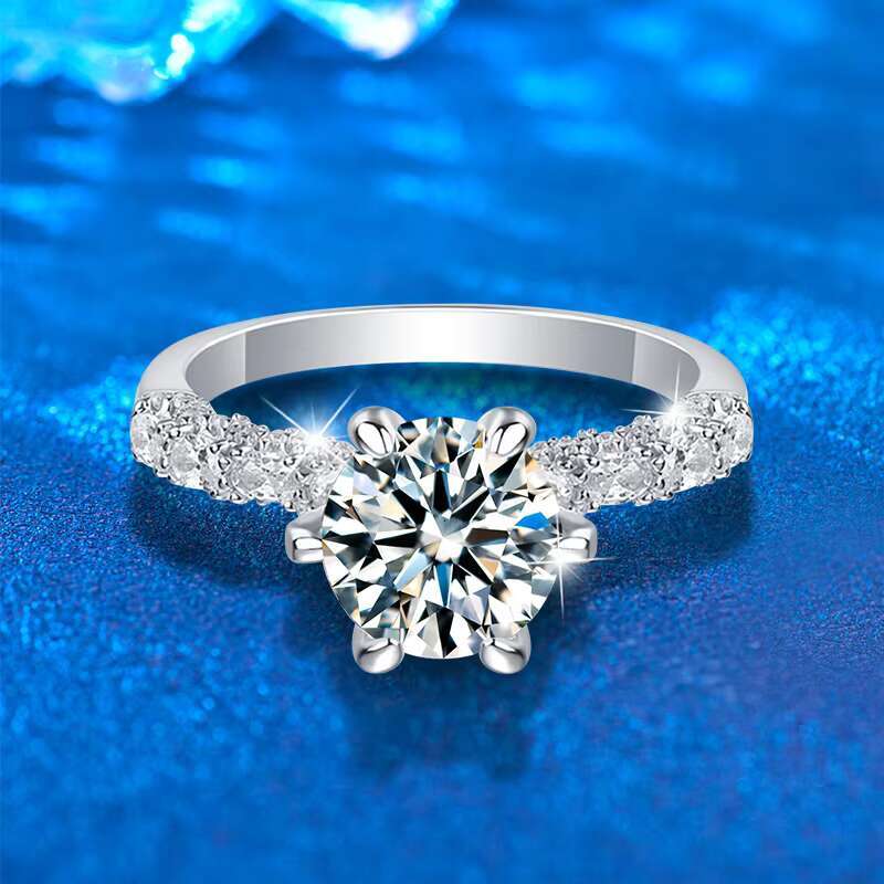 2ct Moissanite Diamond Round Cut Jewelry 925 Sterling Silver Engagement Wedding Ring for Women