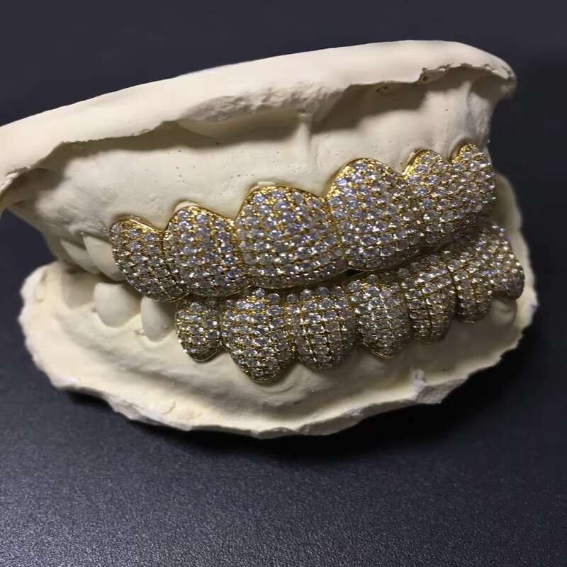 Custom 9K14K18K HIPHOP Full Diamond Braces Gold Plated Sterling Silver Inlay for Europe/United States Moissanite Main for Rap Teeth vvs