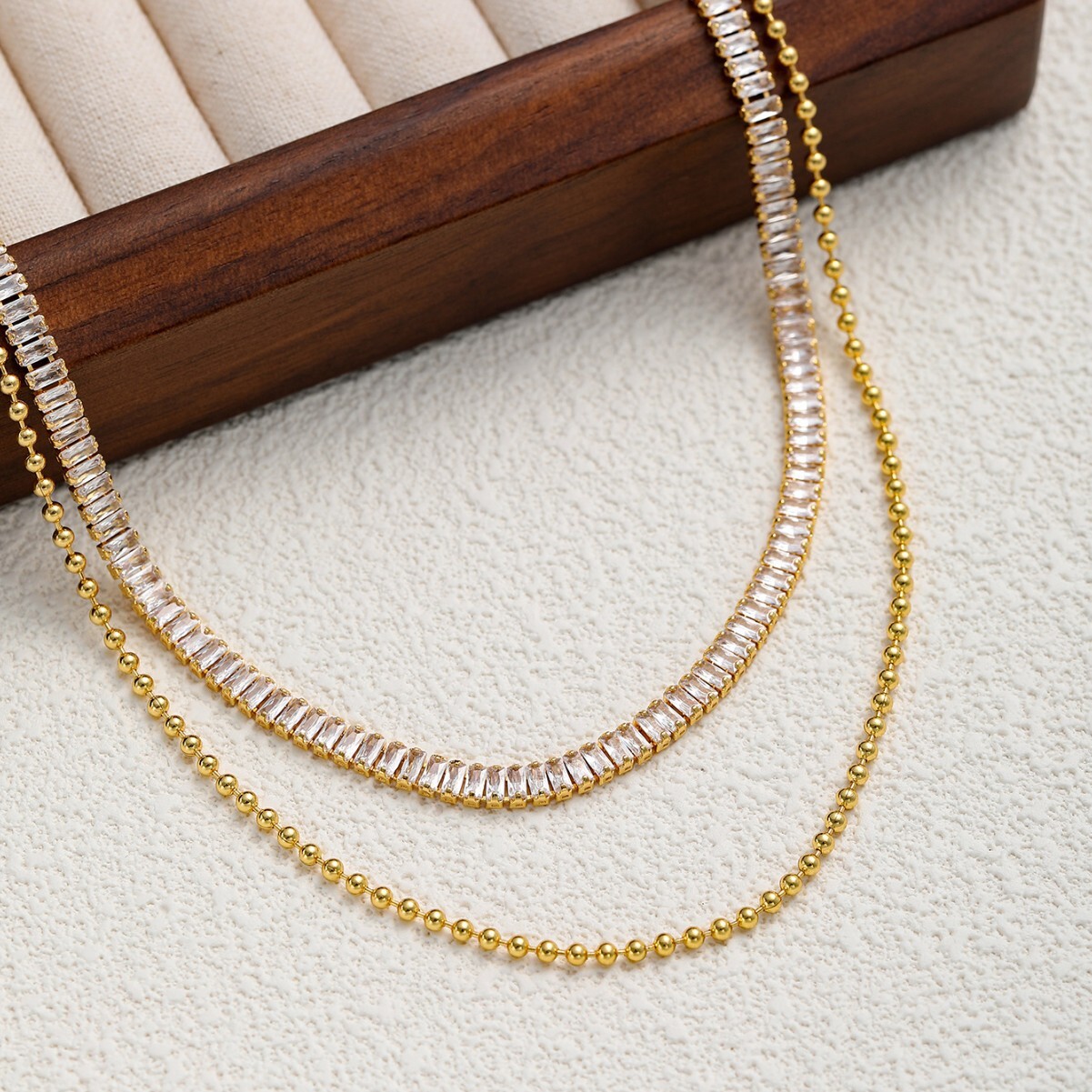 French Light Niche Jewelry Zircon Necklace Choker Titanium Steel Material Color Retention