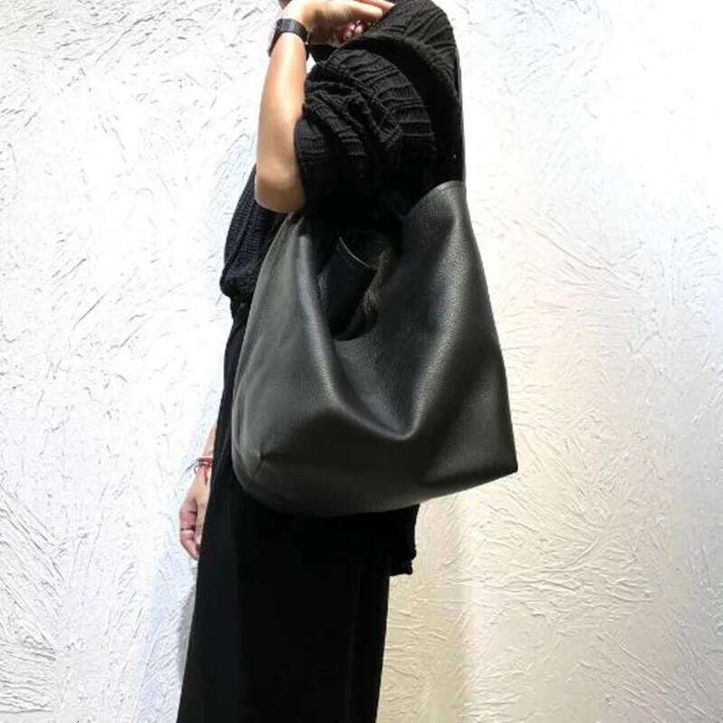 women's large capacity commuting Tote high-quality head layer cowhide bucket bag one shoulder handbag lazy wind