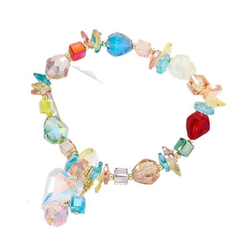 Colorful Small Fresh Crystal Bracelet, Female Forest Fairy Love Pendant, Hand String