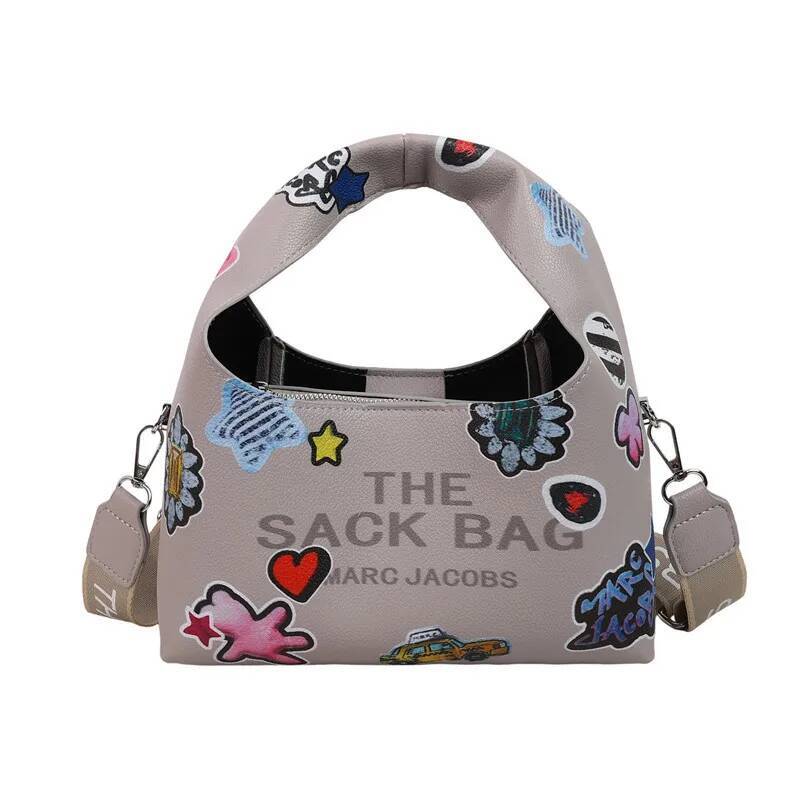 2025 New Large Capacity Bucket & Basket Bag - Portable, Shoulder/Crossbody/Handheld, Simple Letter Print, Retro Style