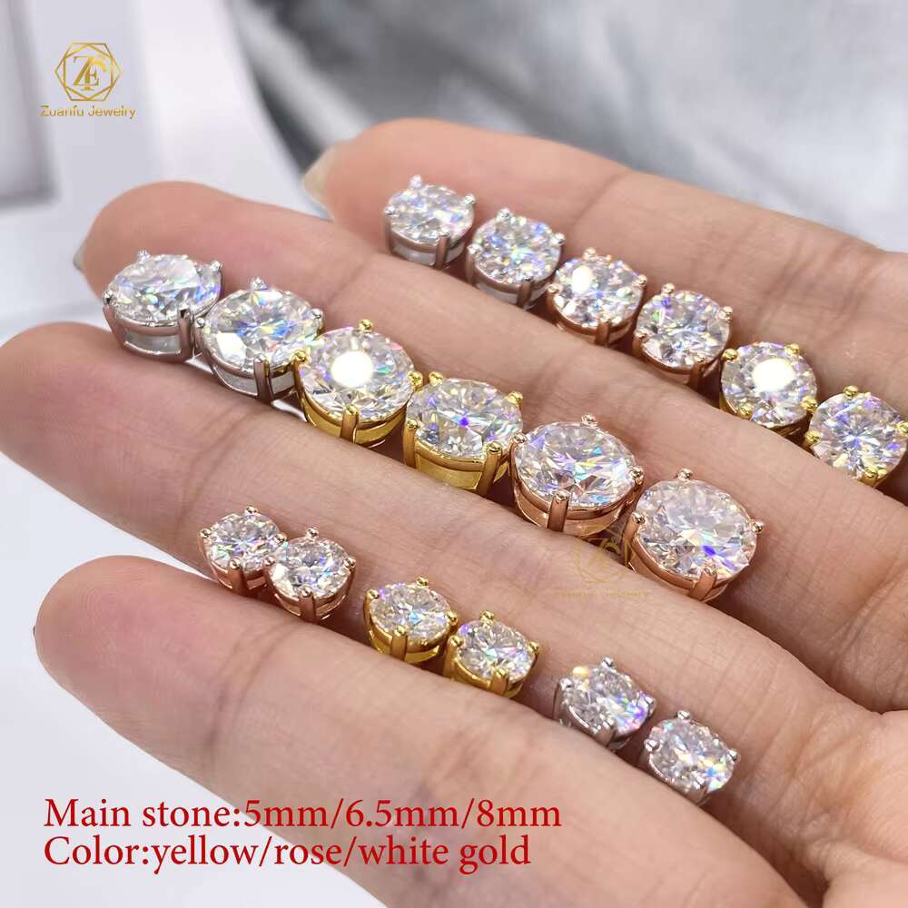 Wholesale Classic Moissanite Earring 925 Silver D Color VVS Clarity Moissanite Diamond Daily Wear Stud Earring for Ladies