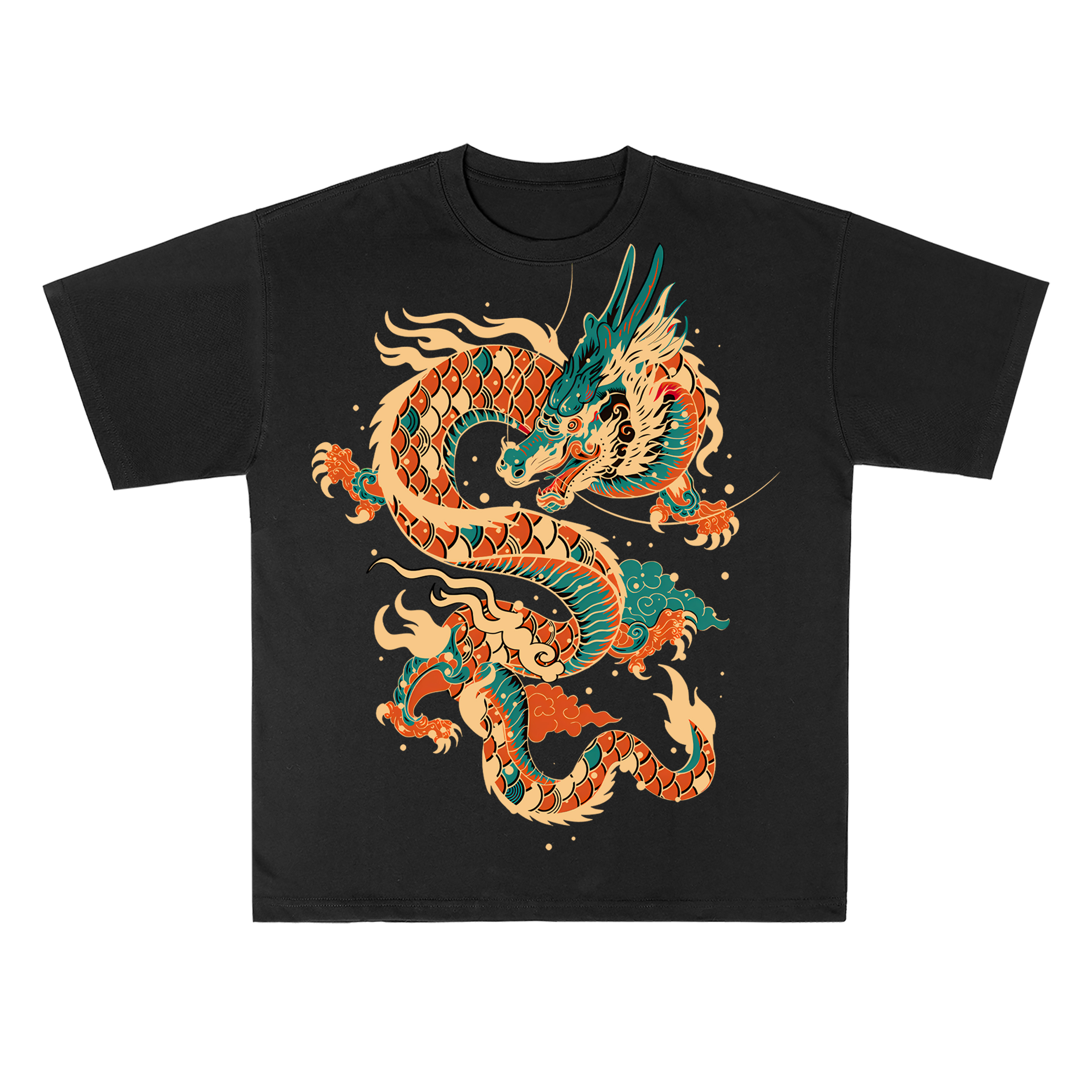 T-shirt men's top designer cotton T-shirt Lucky Dragon short sleeved clothing high-quality fashionable T-shirt
