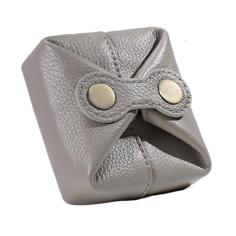 designer Cross-Border Genuine Leather Coin Purse for Women, Mini Square Bag with Four-Button Closure, Coin, Lipstick, Earphone, Data Cable, Anti-Lost 