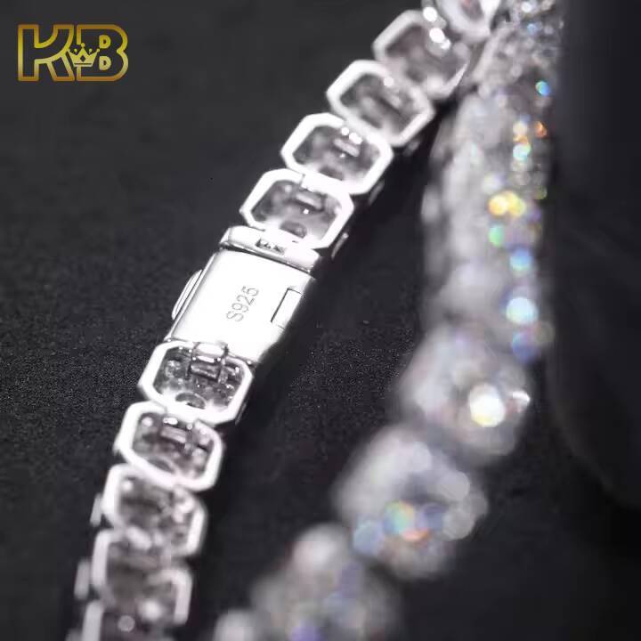 6mm Moissanite Men's Tennis Bracelet Sterling Sier Electroplated Shiny Halo Hip Hop Jewelry Wedding Anniversary Gift