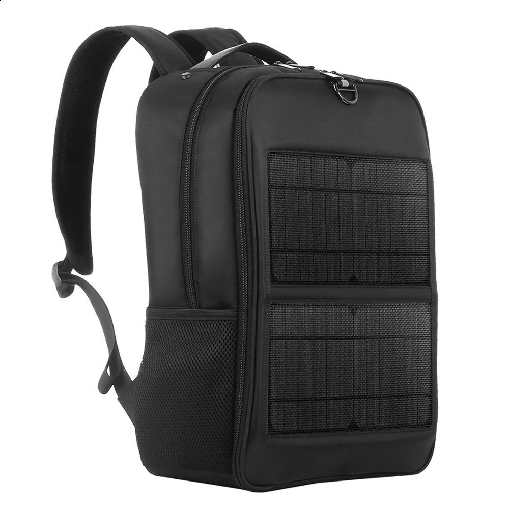Solar Backpack with 14W Solar Panel Dual USB Port Waterproof Nylon Backpack for Outdoors Large-Capacity Travel Bag for Hiking 250530