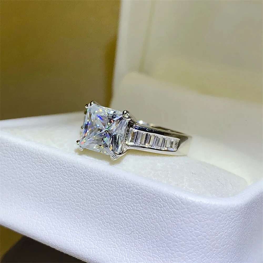 3 Carat Asscher Cut Moissanite Engagement Rings for Women 925 Sterling Silver Square Shape Lab Diamond Wedding Ring with Gra