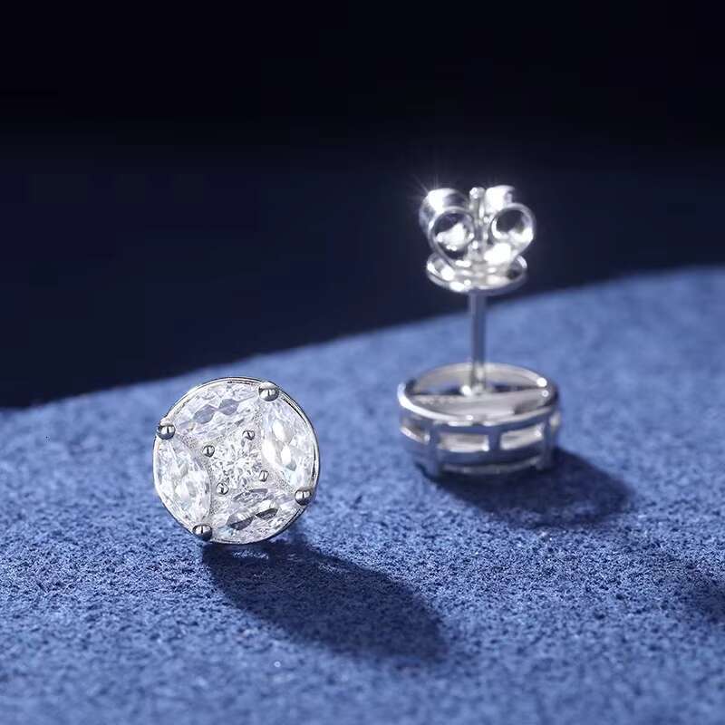 S925 Sterling Silver Moissanite Diamond Stud Sparkling Piercing Earrings for Women Men