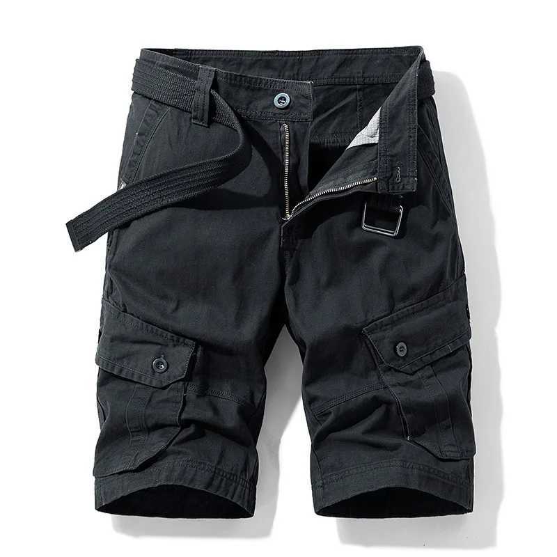 New Summer Men Cotton Loose Tooling Shorts Jogger Pants Man Multi pockets Casual Cargo Shorts Quality Male Shorts Pants NO Belts T250602