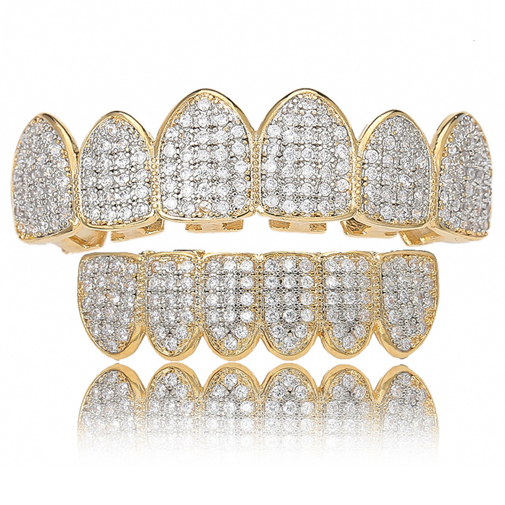Hip Hop Six Teeth Micro Set Moissanite Teeth Bracelets for Halloween Dress up Individually Exaggerated Hip Hop Teeth Bracelets moissanite