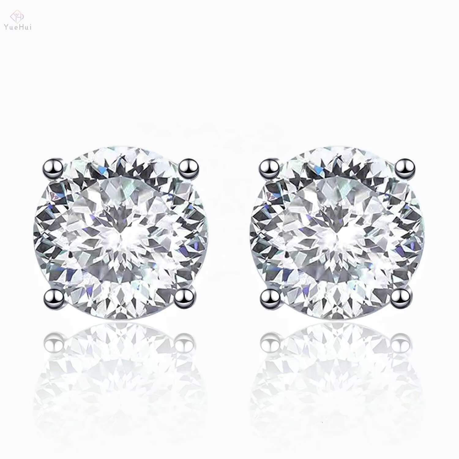 1ct 2ct d Color 925 Sterling Silver Luxury Diamond Vvs 100 Facet Russian Portuguese Cut Moissanite Earrings Stud