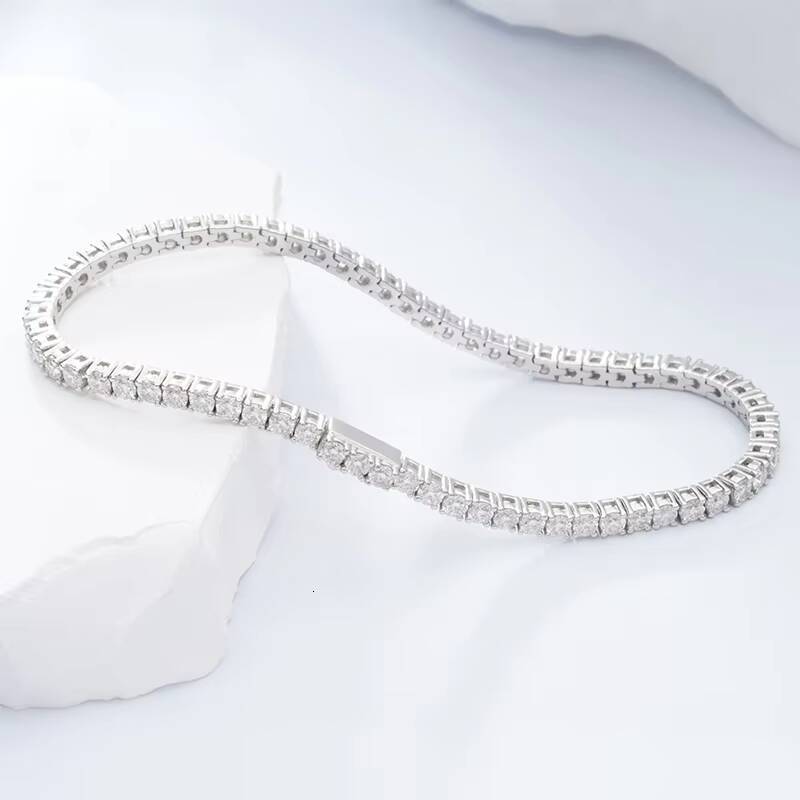 White Gold VVS Silicon Tennis Chain Sterling Sier Bracelet