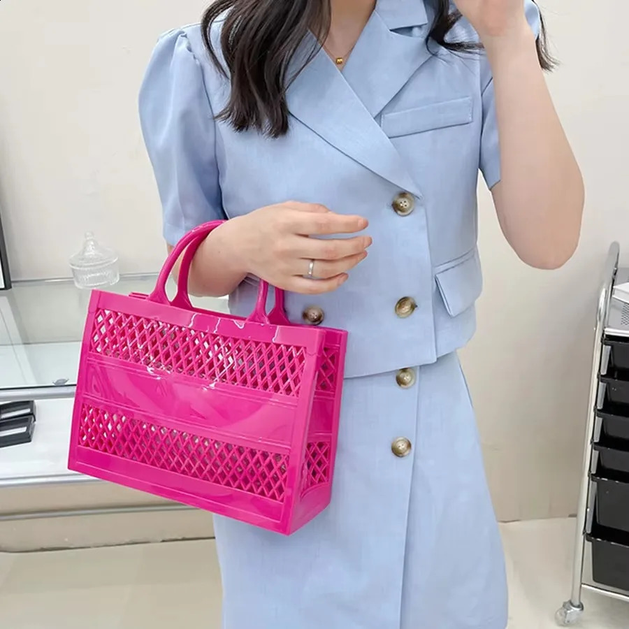 Summer Womens Beach Bag Hollow Tote Handbag Pool Travel Sports Washable Durable Open Storage Bag - Durable Pvc Material 250530