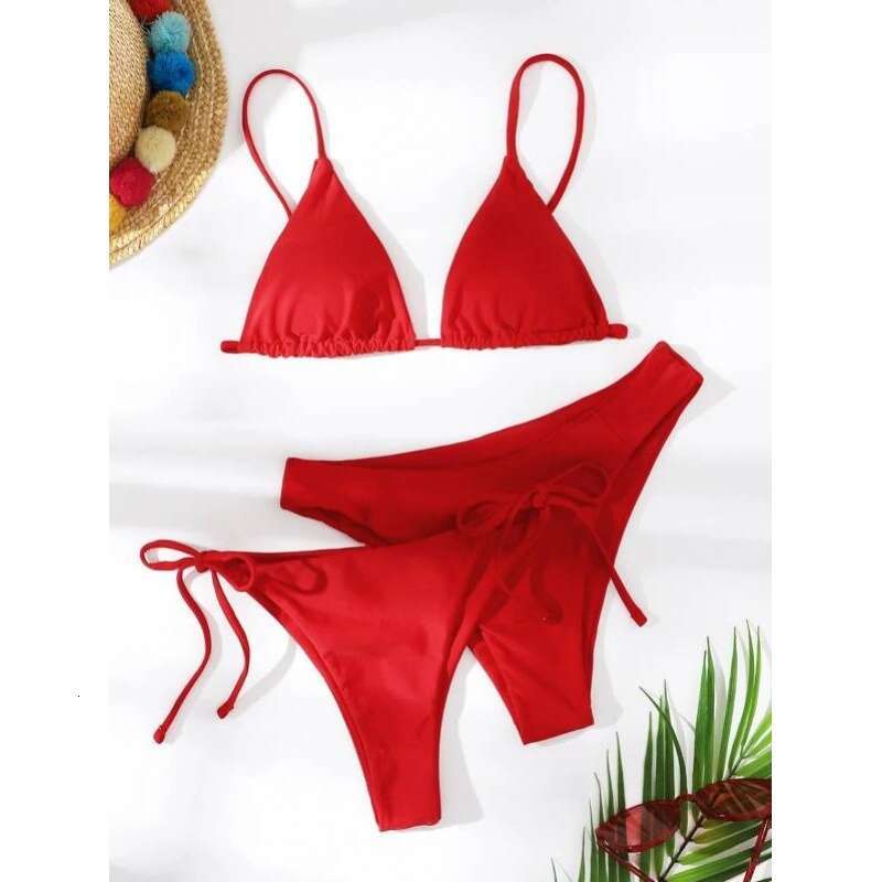Mingyi's popular multi-color solid color split three-piece set European and American bikini swimsuit women's 2025 new casual versatile fashi