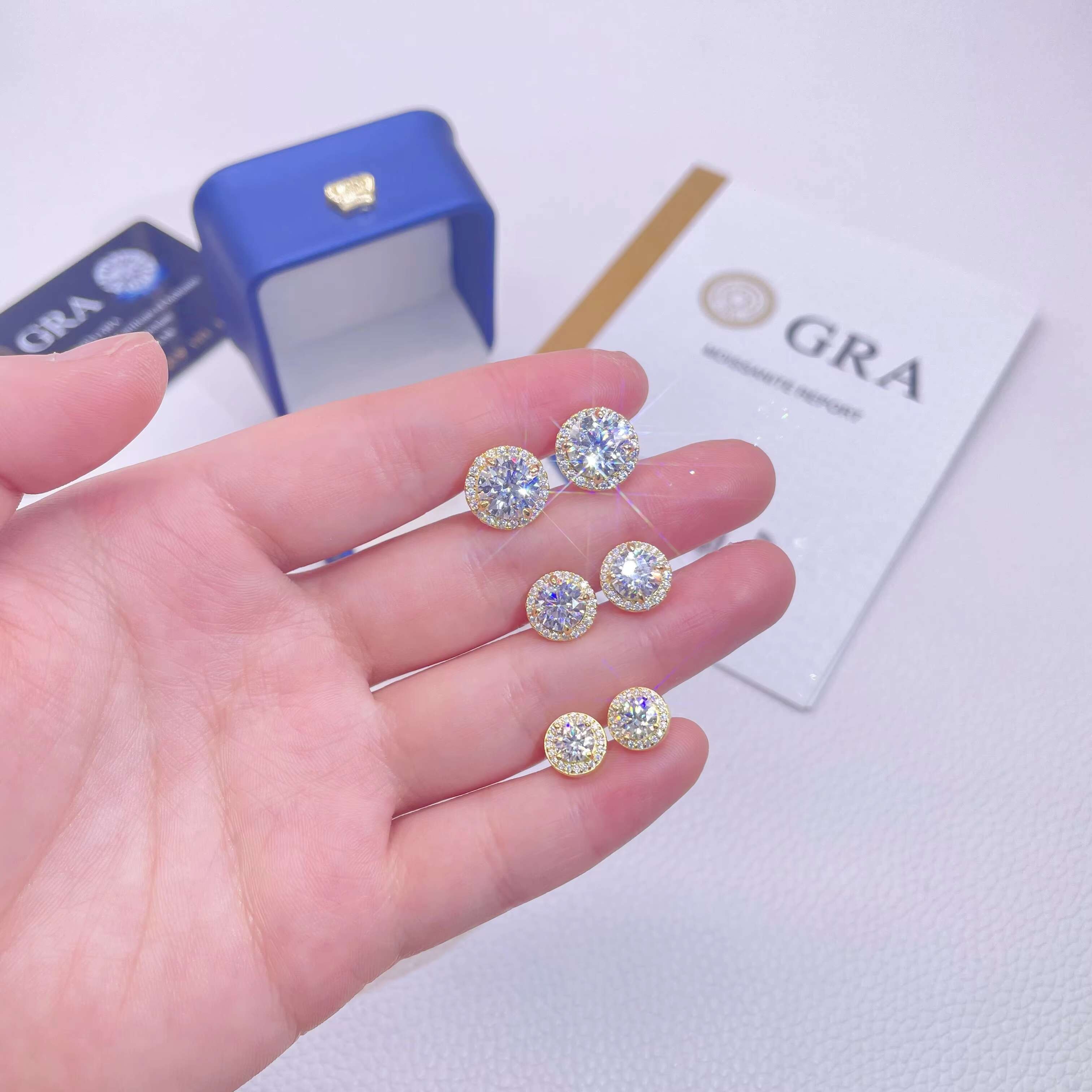 Fashion Jewelry 925 Sterling Silver Earring 5mm 6.5mm 8mm VVS Moissanite Diamond Hip Hop Earrings Stud