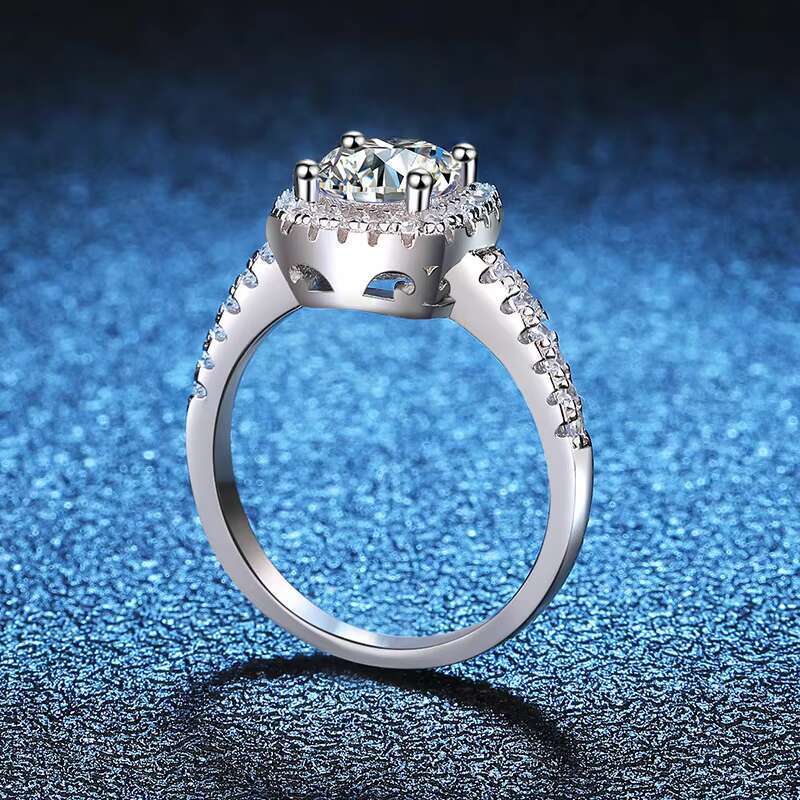 Classic Jewelry Wholesale Round Cut Moissanite Ring for Ladies High-end Ring Couple Ring 1ct