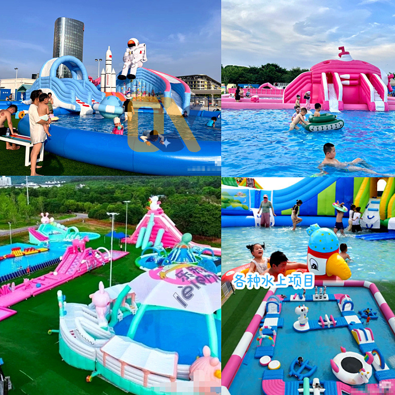 Iatable Park Unicorn Slide Combo Outdoor Large Water World Parent-Child Swimming Pool