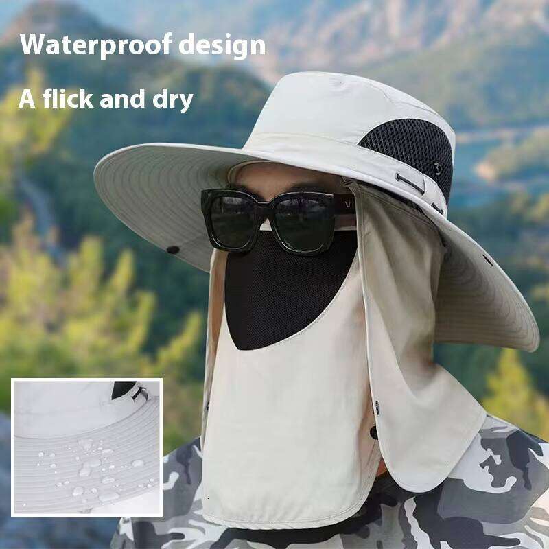 Summer Outdoor Activities Men's Detachable Full Face Waterproof Denim -- Fishing Jungle Hiking Sun Hat
