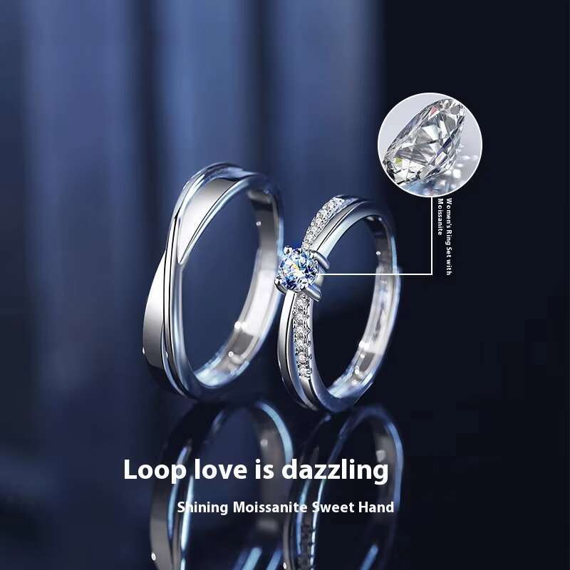 925 Silver Mobius Ring Classic Ins Popular Baguette Shape Moissanite Simple Elegant Mens Womens Fine Ring for Anniversaries