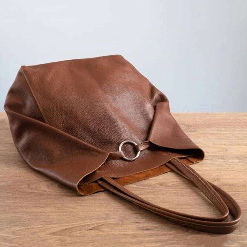 Brown Oversized Slouchy Tote Handbag for Women Weekender Soft Leather Campus Bag