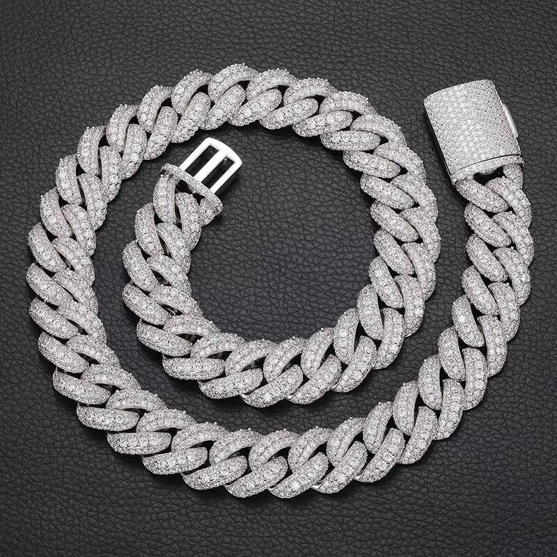 Hip hop accessory 18mm Bubble Necklace Men's Sier Plated Miami Cuban Iced Chain