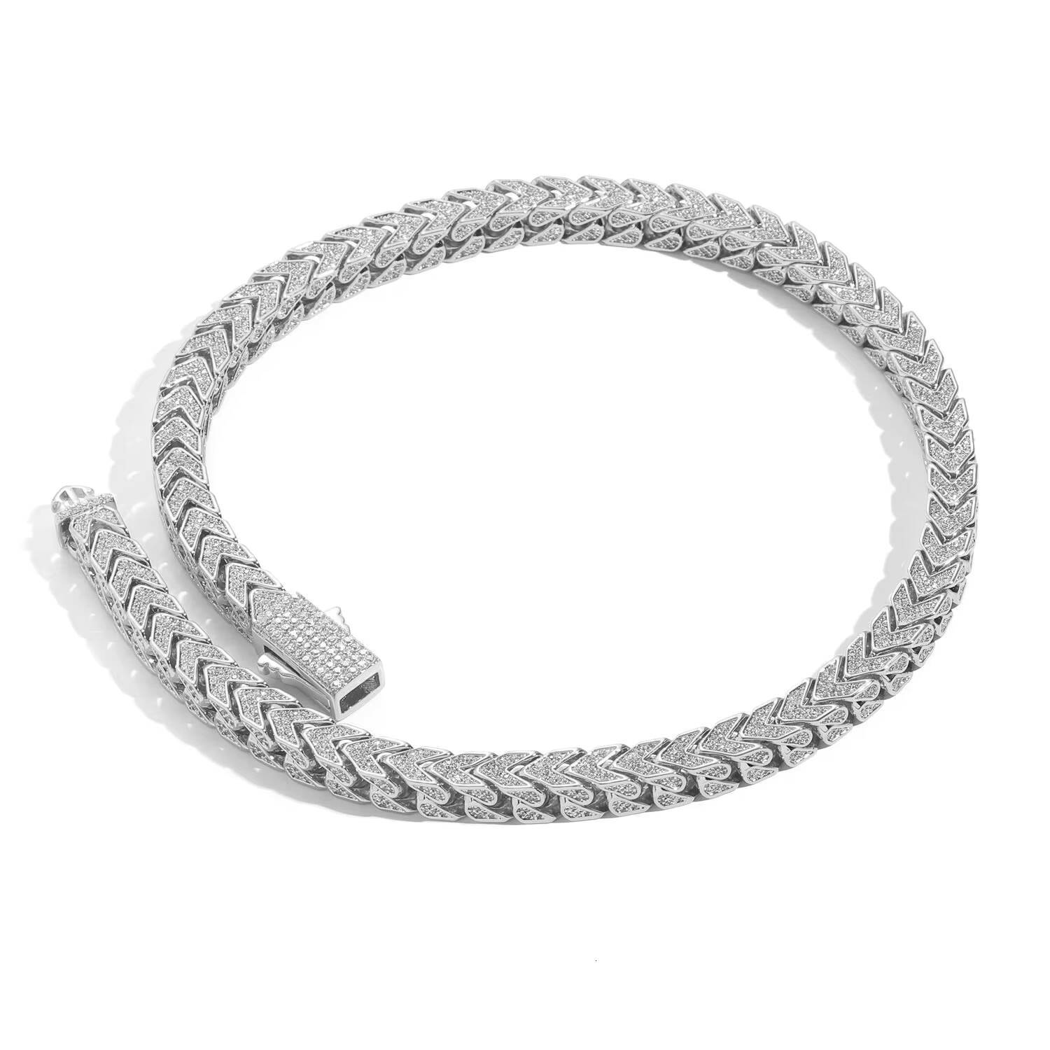 BES 8mm Fashion Sier Hip Hop Iced Out 5A Cubic Zirconia Full Miami Curb Cuban Chain Bg Rapper Necklace for Men Jewelry