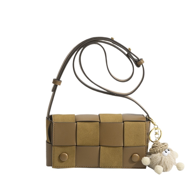 designer 01-Custom European and American Retro Color-Block Plaid Shoulder Bag Autumn Winter New Woven Crossbody Bag for Women Niche Small Square Bag