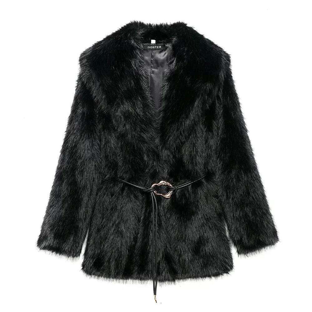 Zach Ailsa Women's Belt Decoration Collar Solid Color Medium Autumn/Winter New Long Sleeve Loose Coat