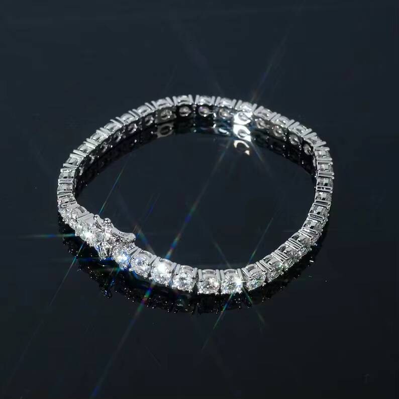 High Quality Sterling Sier Hip Hop Silicon Stone Tennis Chain Bracelet