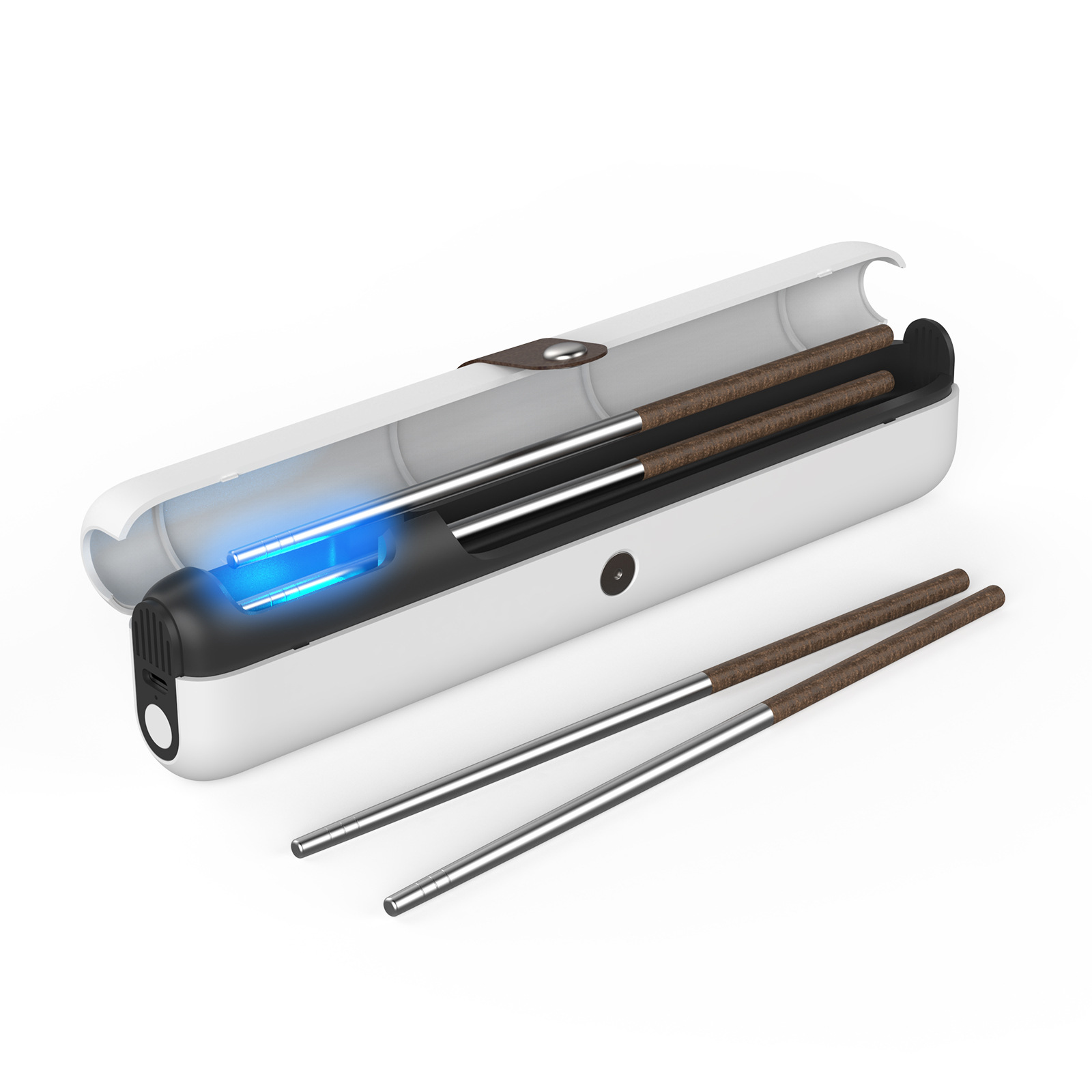 Portable UV Toothbrush Disinfection Box for Toothbrush Heads and Chopsticks Mini Travel Version with Sterilization Function No hole-punch storage rack
