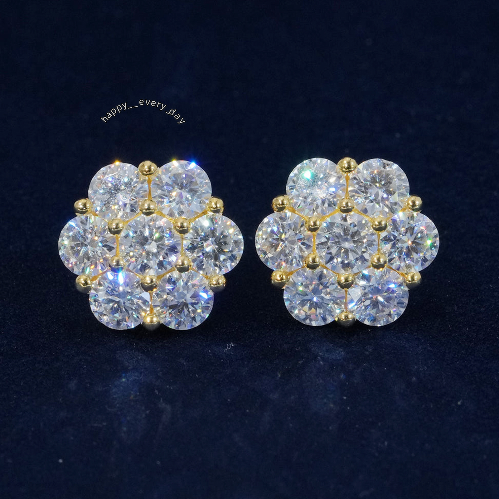 Moissanite Earring Men Women 10.5mm 9mm Round Big Diamond Stud Flower Cluster 14K White Gold Plated 925 Sterling Silver Earrings