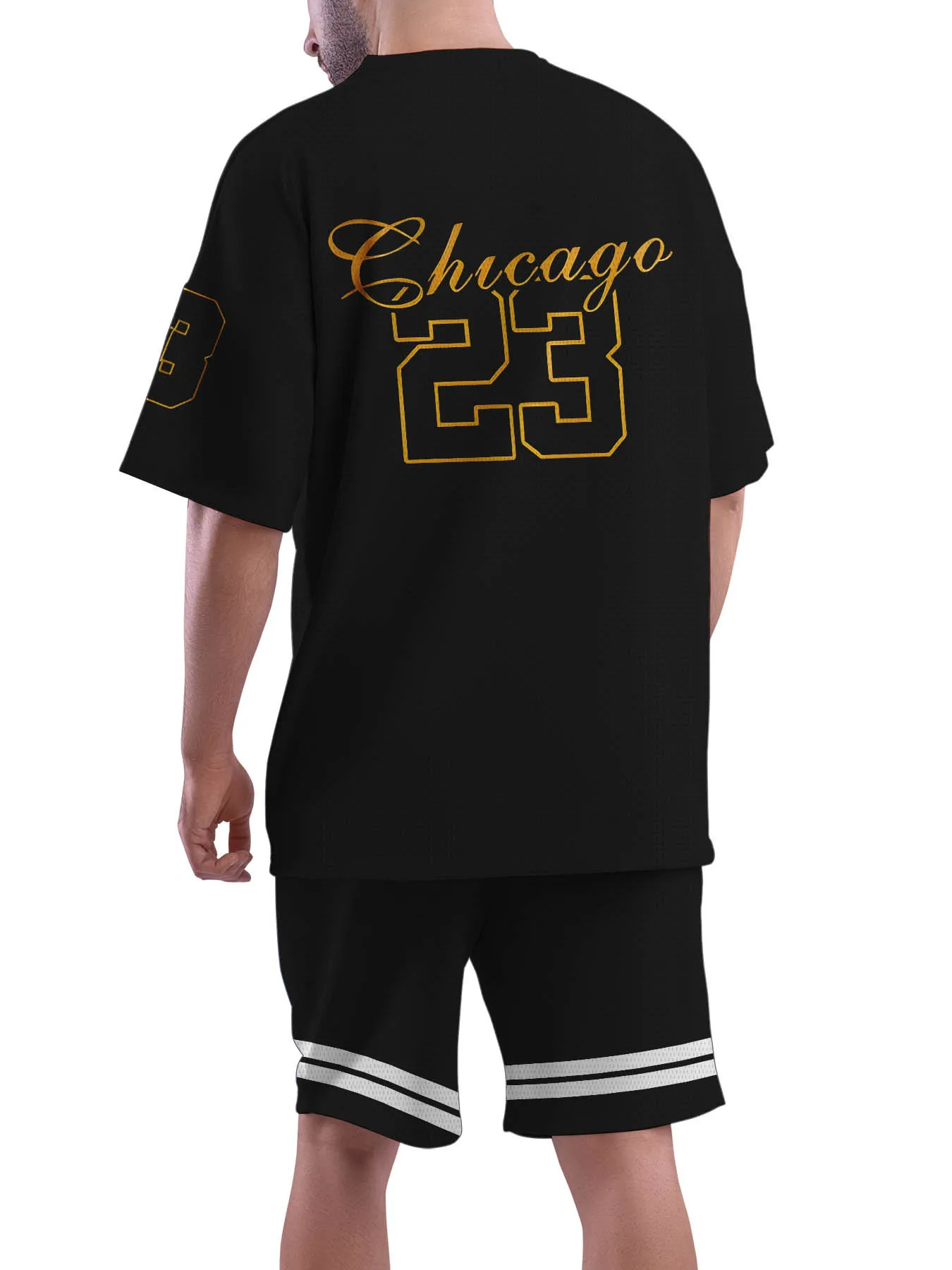 Casual sports suit breathable outdoor leisure mens Tshirt fivepoint pants summer 3D printing adult 250530