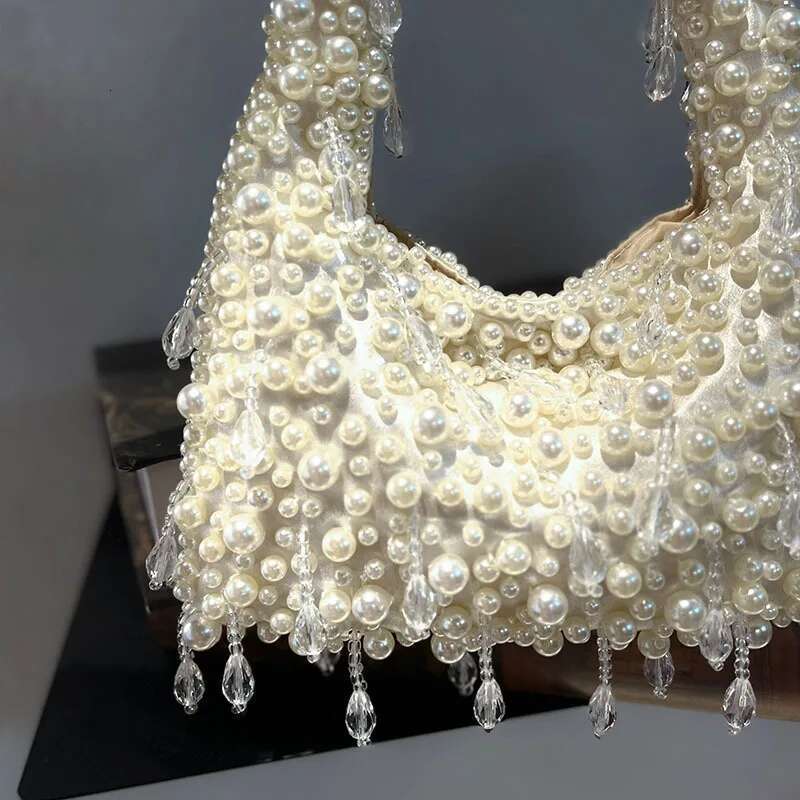 NEW Handle Pearl Evening Purses And Handbag Designer Hobo Shoulder Tassel Clutch Purse Bucket Bag