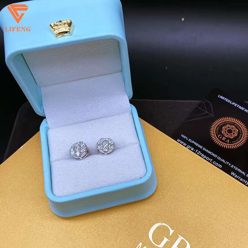 In Stock Wholesale Factory Price Vvs GRA Moissanite Diamond 925 Silver Earrings Stud for Women Men Fine Jewelry